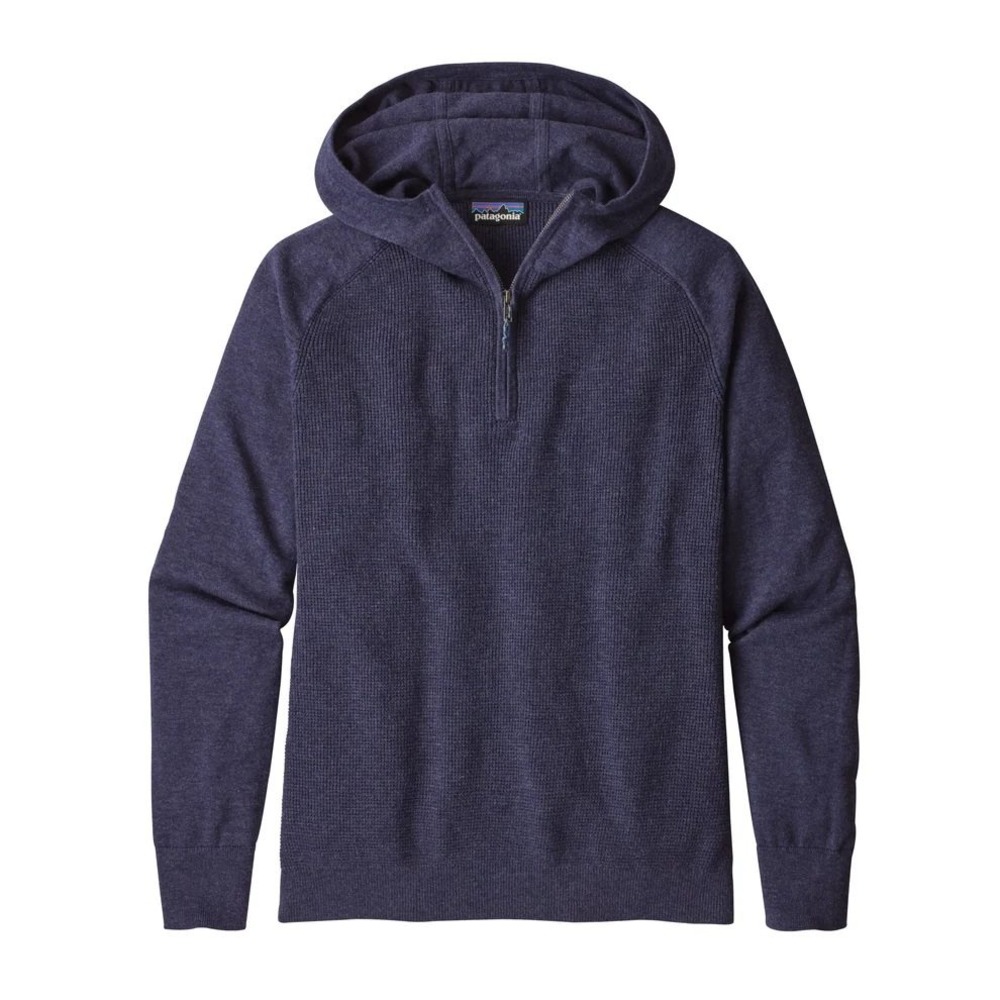 Patagonia Worn Wear Men's Yewcrag Hoodie Quarter Zip Sweater Classic Navy Large